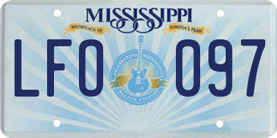 MS license plate LFO097