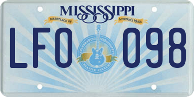 MS license plate LFO098