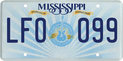 MS license plate LFO099