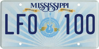MS license plate LFO100