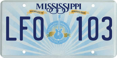 MS license plate LFO103
