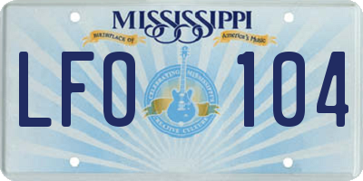 MS license plate LFO104