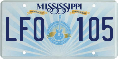 MS license plate LFO105