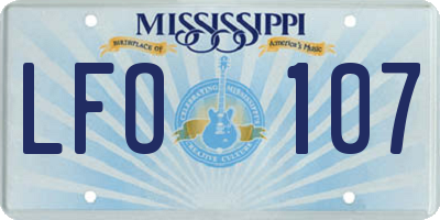 MS license plate LFO107
