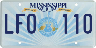 MS license plate LFO110