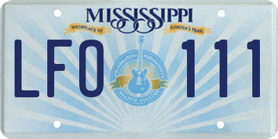 MS license plate LFO111