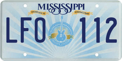MS license plate LFO112