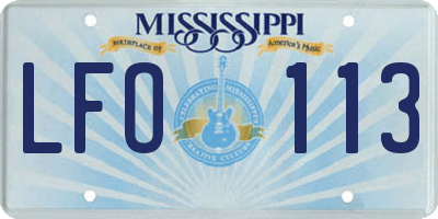 MS license plate LFO113