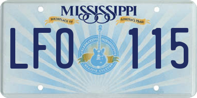 MS license plate LFO115