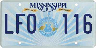 MS license plate LFO116