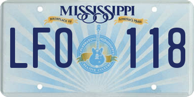 MS license plate LFO118