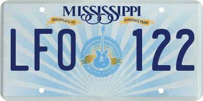 MS license plate LFO122