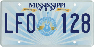 MS license plate LFO128