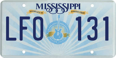 MS license plate LFO131
