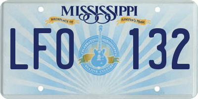 MS license plate LFO132