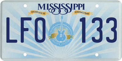 MS license plate LFO133