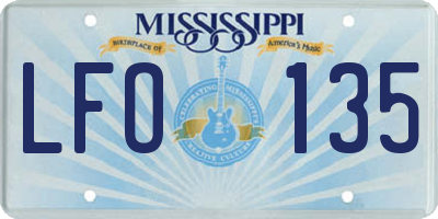 MS license plate LFO135