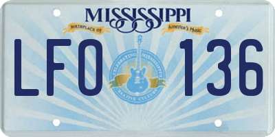 MS license plate LFO136