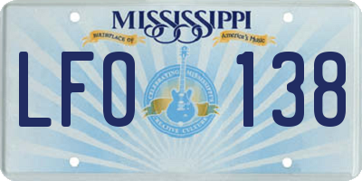 MS license plate LFO138