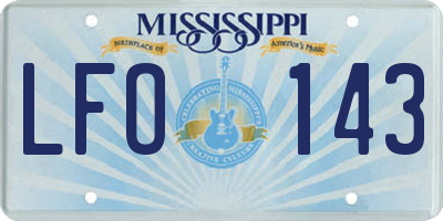 MS license plate LFO143
