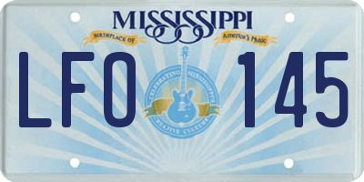 MS license plate LFO145