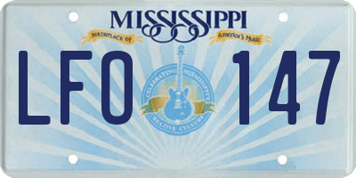 MS license plate LFO147