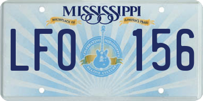 MS license plate LFO156