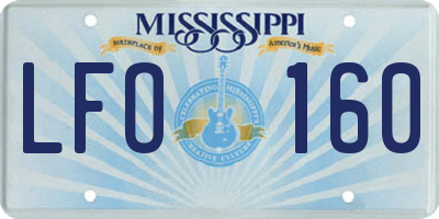 MS license plate LFO160