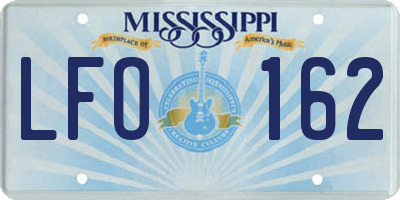 MS license plate LFO162