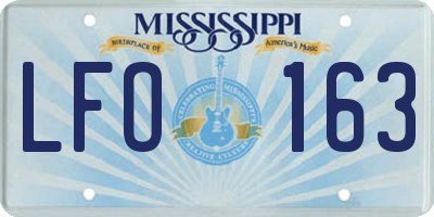 MS license plate LFO163