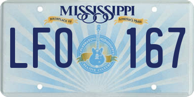 MS license plate LFO167