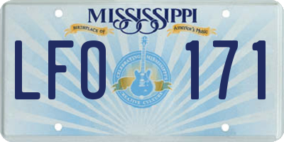 MS license plate LFO171
