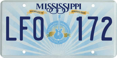 MS license plate LFO172