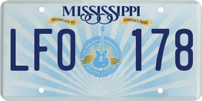 MS license plate LFO178
