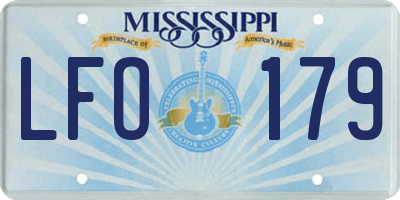 MS license plate LFO179