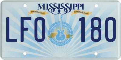 MS license plate LFO180