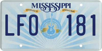 MS license plate LFO181