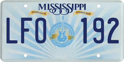 MS license plate LFO192