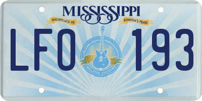 MS license plate LFO193