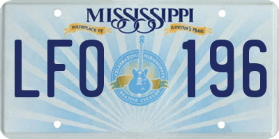 MS license plate LFO196