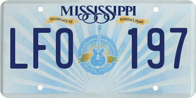 MS license plate LFO197