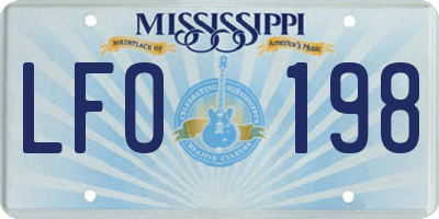 MS license plate LFO198