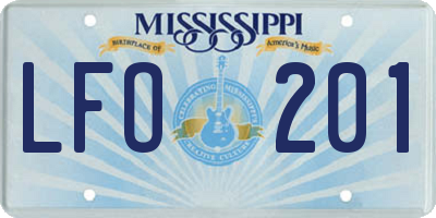 MS license plate LFO201