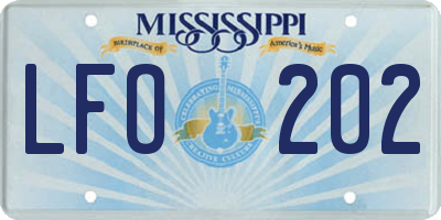 MS license plate LFO202