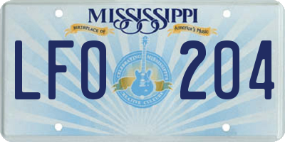 MS license plate LFO204