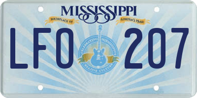 MS license plate LFO207
