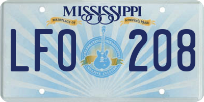 MS license plate LFO208