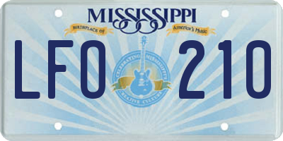 MS license plate LFO210