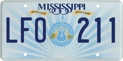 MS license plate LFO211