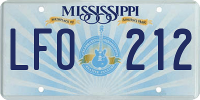 MS license plate LFO212